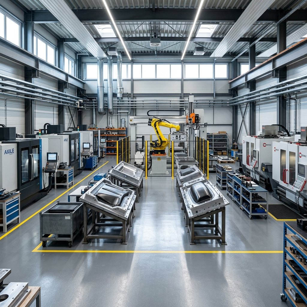 MADOREX endüstriyel üretim tesisi — 7 eksen robotik CNC işleme merkezi ve kompozit kalıp üretim alanı, Kocaeli